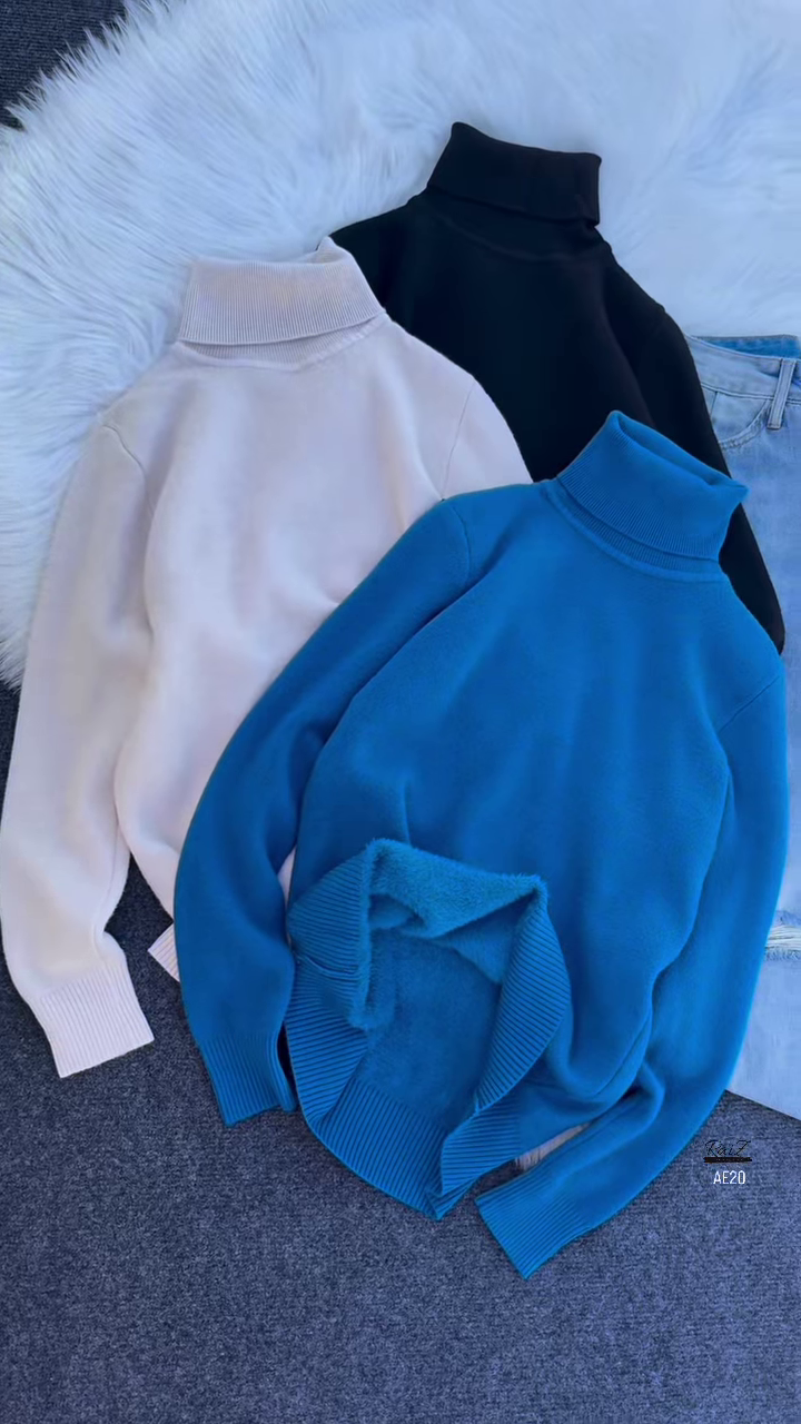 ❄️ Cozy Fur-Cuff Turtleneck Sweater – Multi-Color Warmth & Style - Image 1