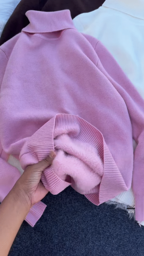 ❄️ Cozy Fur-Cuff Turtleneck Sweater – Multi-Color Warmth & Style