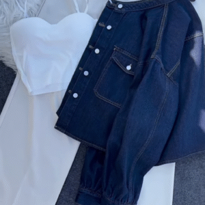 🌸 Casual Chic Denim & White Co-Ord Set – Effortless Everyday Style - Image 2