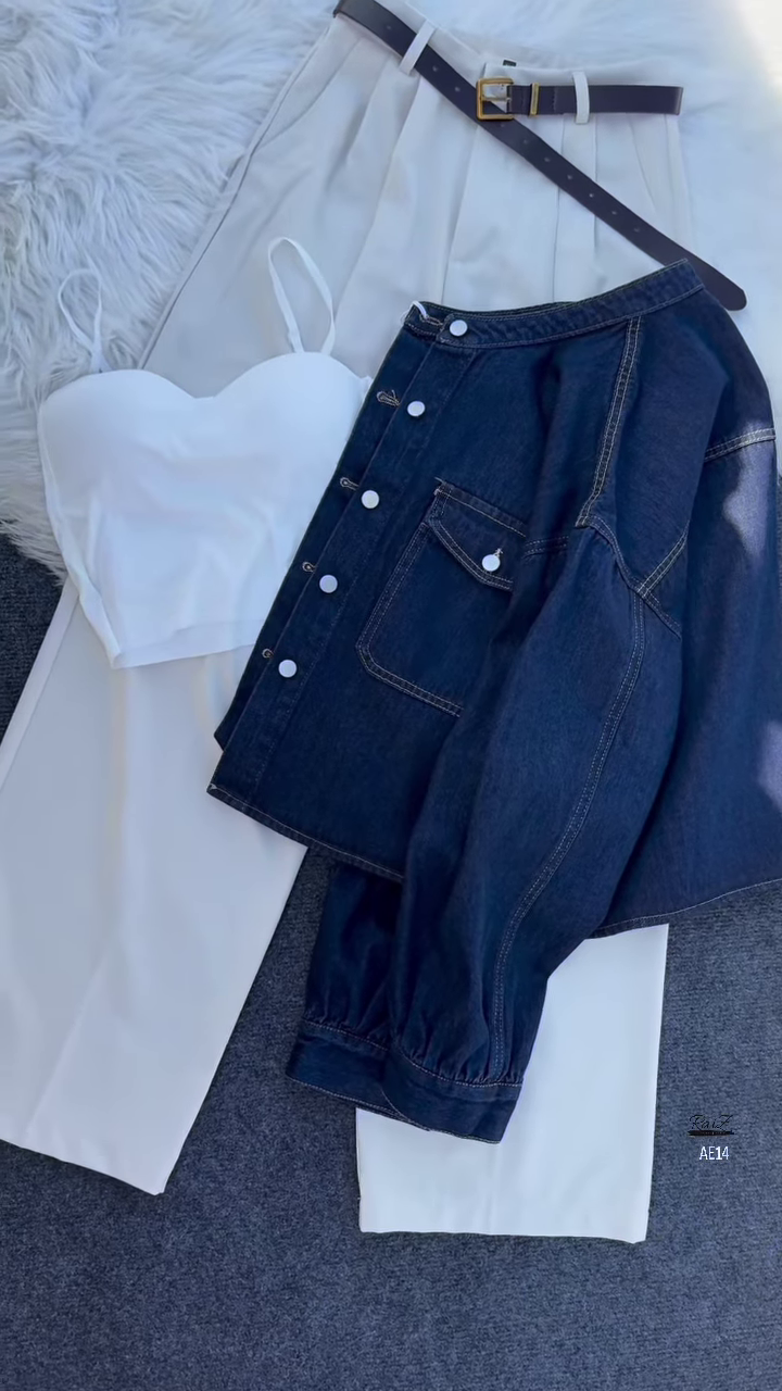 🌸 Casual Chic Denim & White Co-Ord Set – Effortless Everyday Style - Image 2