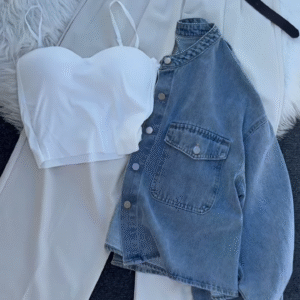 🌸 Casual Chic Denim & White Co-Ord Set – Effortless Everyday Style - Image 4