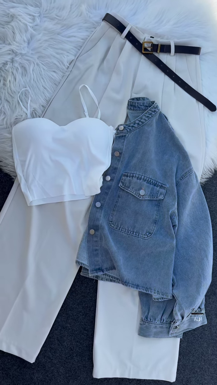 🌸 Casual Chic Denim & White Co-Ord Set – Effortless Everyday Style - Image 4