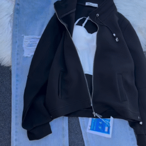 🧥 Urban Ember: Maroon Zip Jacket & Distressed Denim Set - Image 8