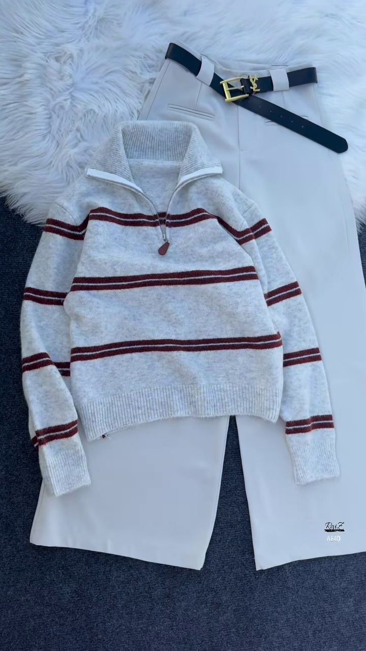 ❤️‍🔥 Raya Stripe: Zip-Up Sweater & High-Waist Trouser Set - Image 4