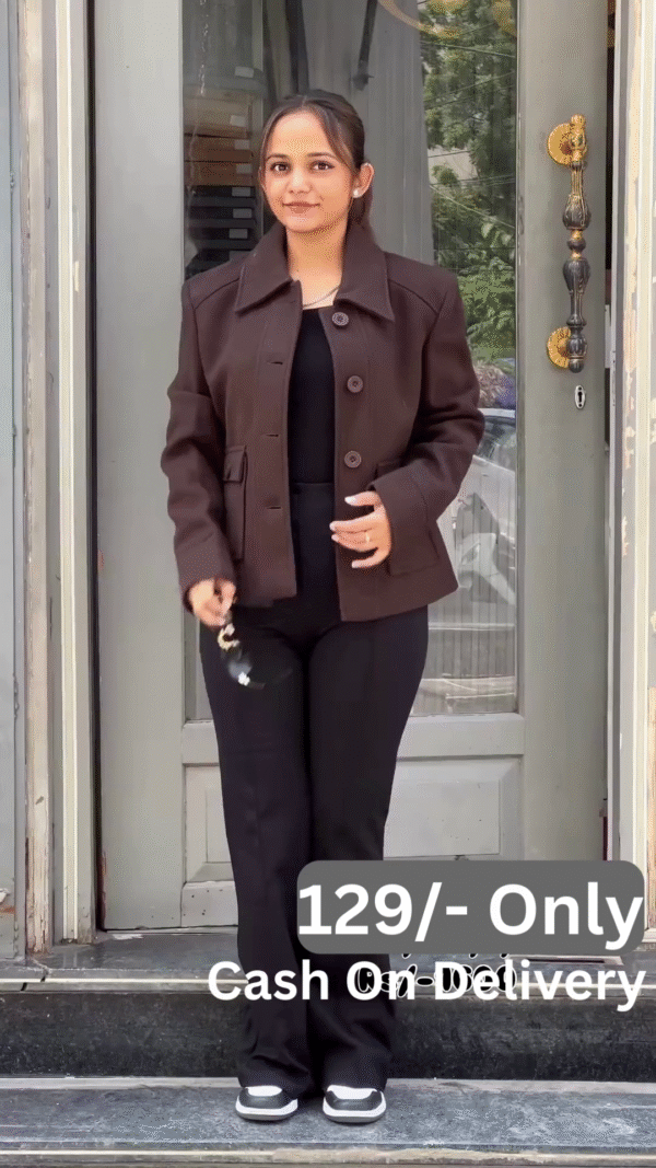 Metro Ease: Brown Jacket & Monochrome Base Ensemble