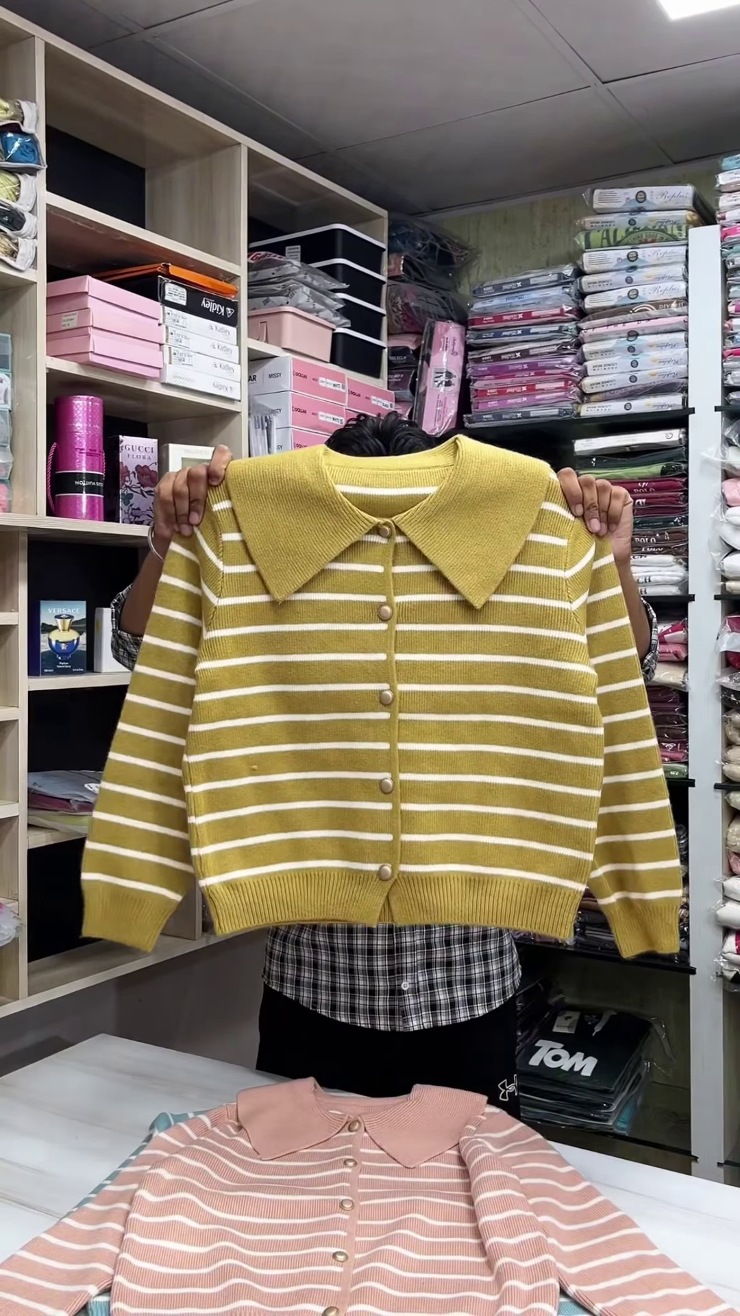 🧶 Collar & Contrast: Striped Button-Down Sweater Collection - Image 3