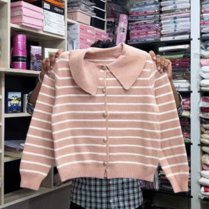 🧶 Collar & Contrast: Striped Button-Down Sweater Collection - Image 2