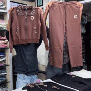 🖤⚪ Elegance in Contrast: The White & Black Embroidered Tracksuit Ensemble ⚪🖤 - Image 2