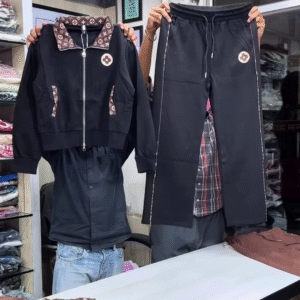 🖤⚪ Elegance in Contrast: The White & Black Embroidered Tracksuit Ensemble ⚪🖤 - Image 3