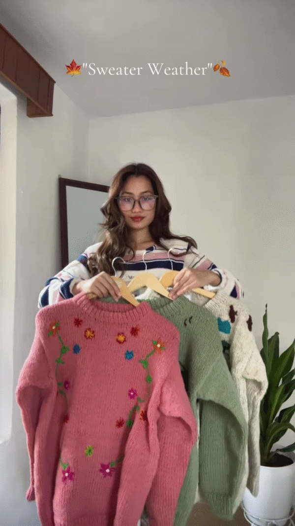 ๐ธ Cozy Bloom โ Pink, Green & Gray Sweater Weather Magic ๐ฟโจ