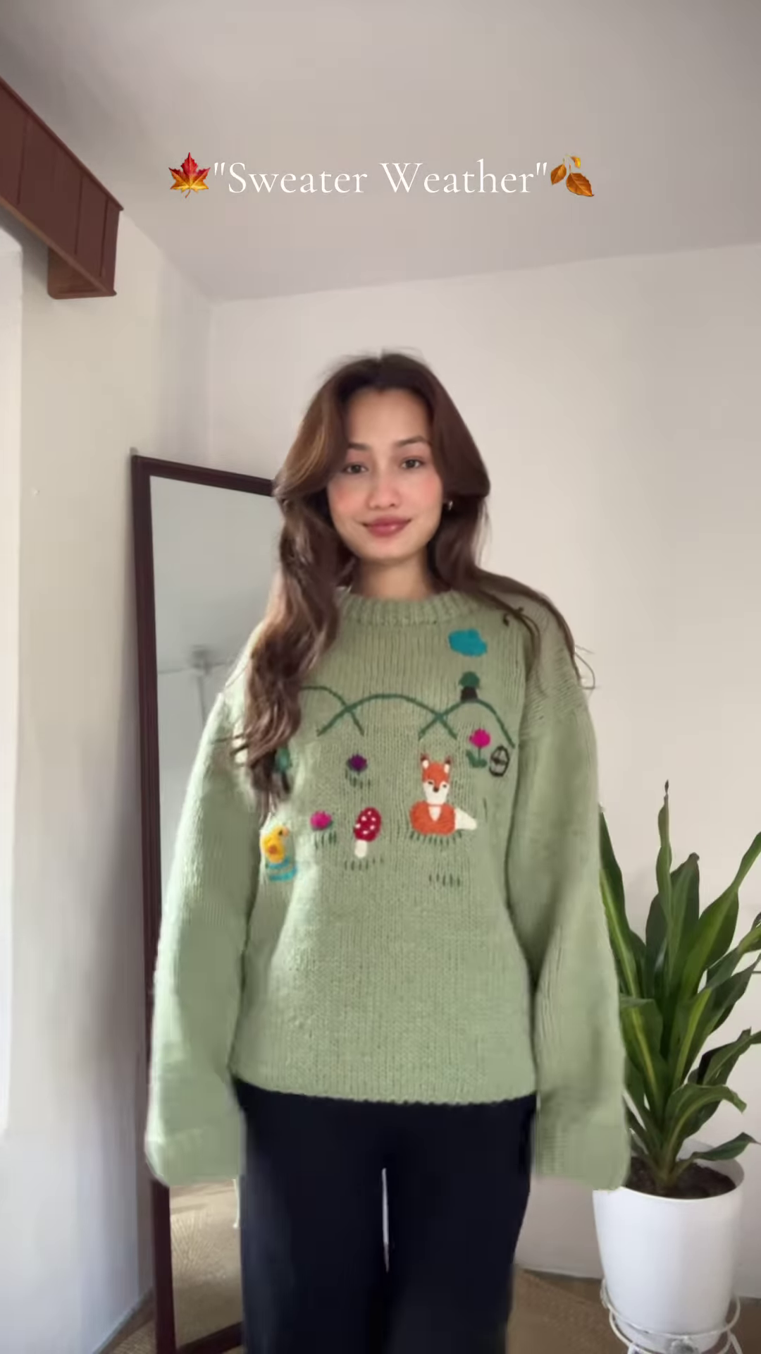 🌸 Cozy Bloom – Pink, Green & Gray Sweater Weather Magic 🌿✨ - Image 3